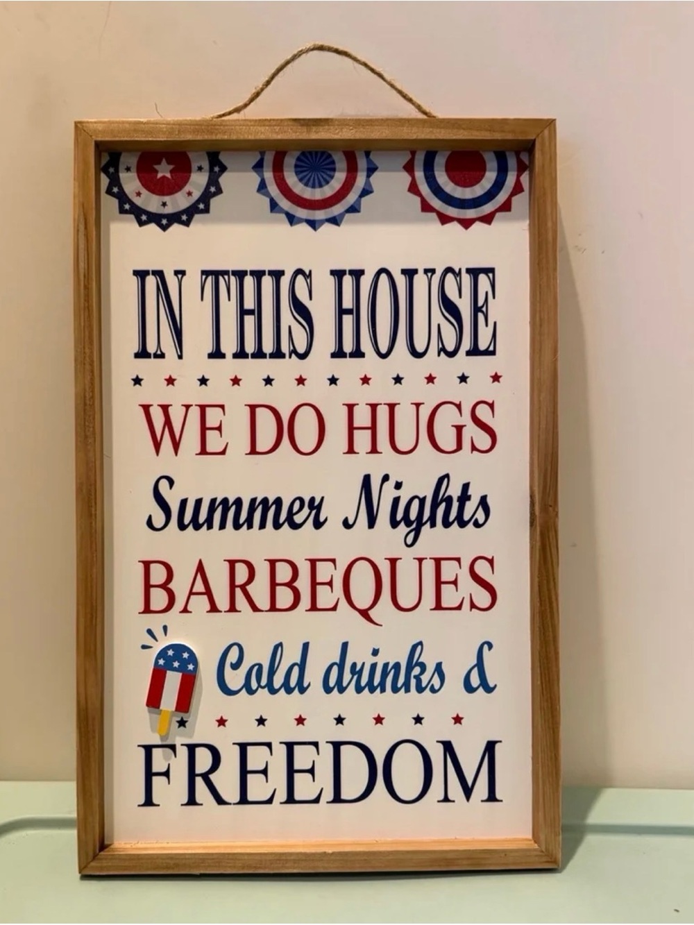 Patriotic "In This House" Wood Sign- 11x17 in.- NWT